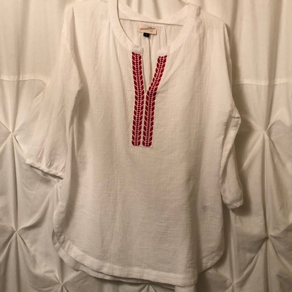 White and red blouse